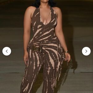 Stylish Brown Tie-Dye Jumpsuit